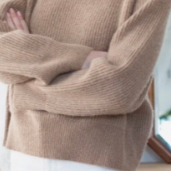 Marea by Liz Joy Sienna Cashmere Sweater in Camel Heather - Picture 4 of 8